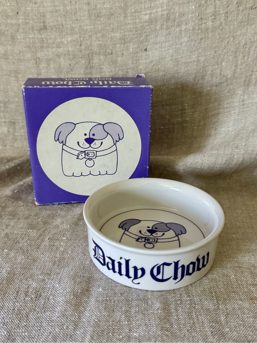 vintage Dakin Daily Chow ceramic dog bowl NIB